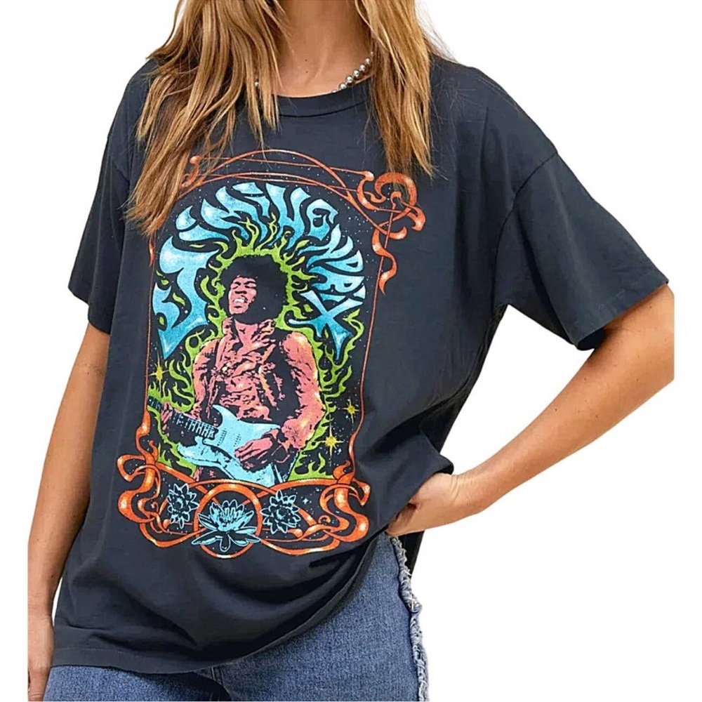 Daydreamer Jimi Hendrix Psychedelic Nouveau Merch Tee in Vintage Black NWOT XS